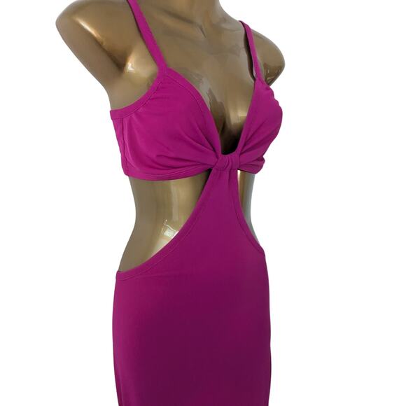 Cult Gaia Bratz RARE Sz M KUMI Cutout Hot Pink Raspberry Midi Dress - Picture 3 of 8